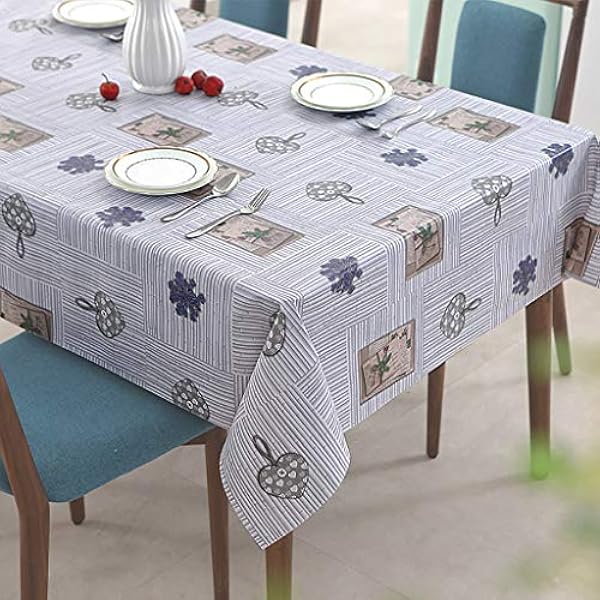 Waterproof PVC Table Cloth endurable Easy Plastic Table Cover for Rectangle/Square Tables Great for Kitchen Dinning Tabletop Buffet Decoration Vinyl Tablecloths (Color : Gray